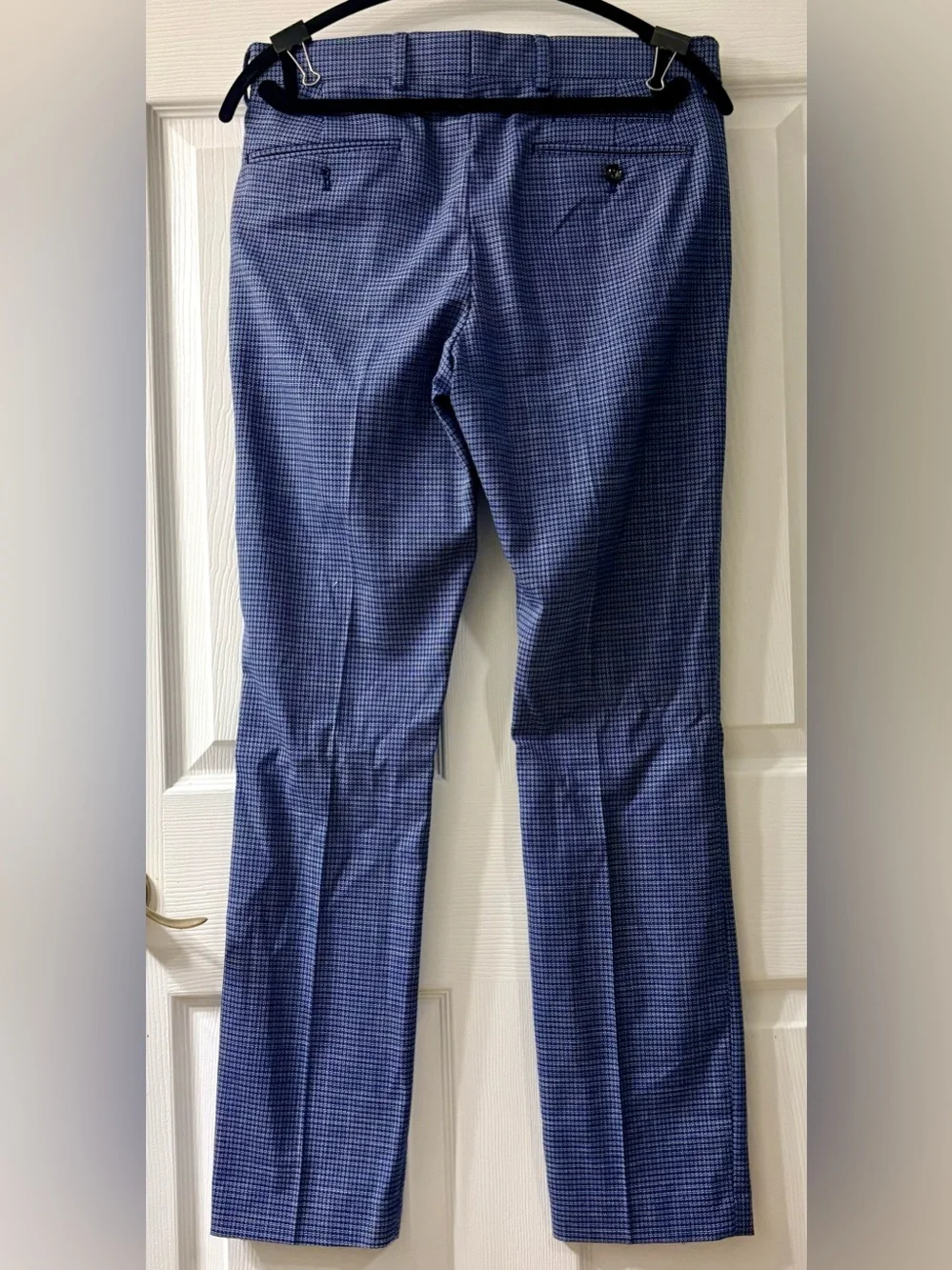 Murano Evan Fit Blue Micro-Check Men's 2 piece Suit-size M vest & 30x32 pants